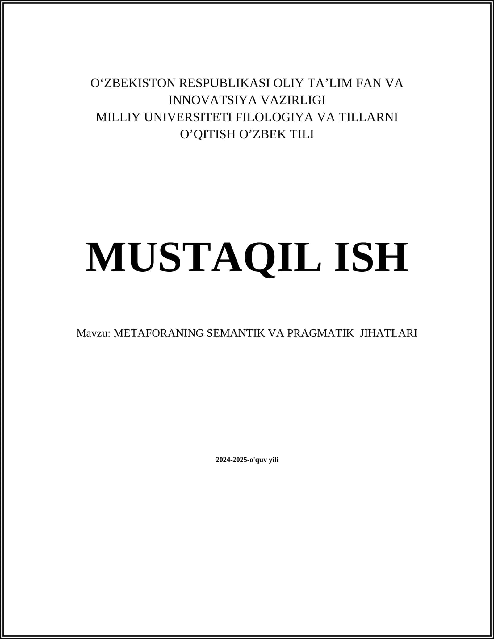 METAFORANING SEMANTIK VA PRAGMATIK JIHATLARI 1