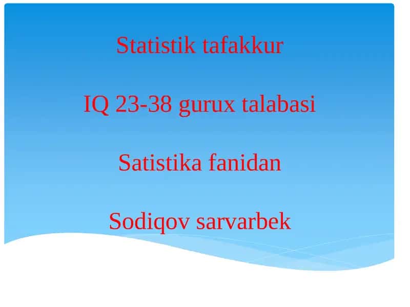 Statistik tafakkur 1
