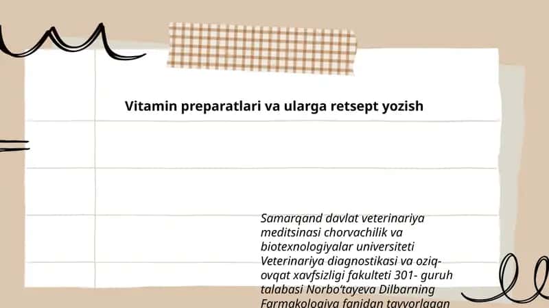 Vitamin preparatlari va ularga retsept yozish 1