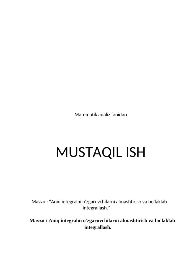 Matematik analiz fanidan 1