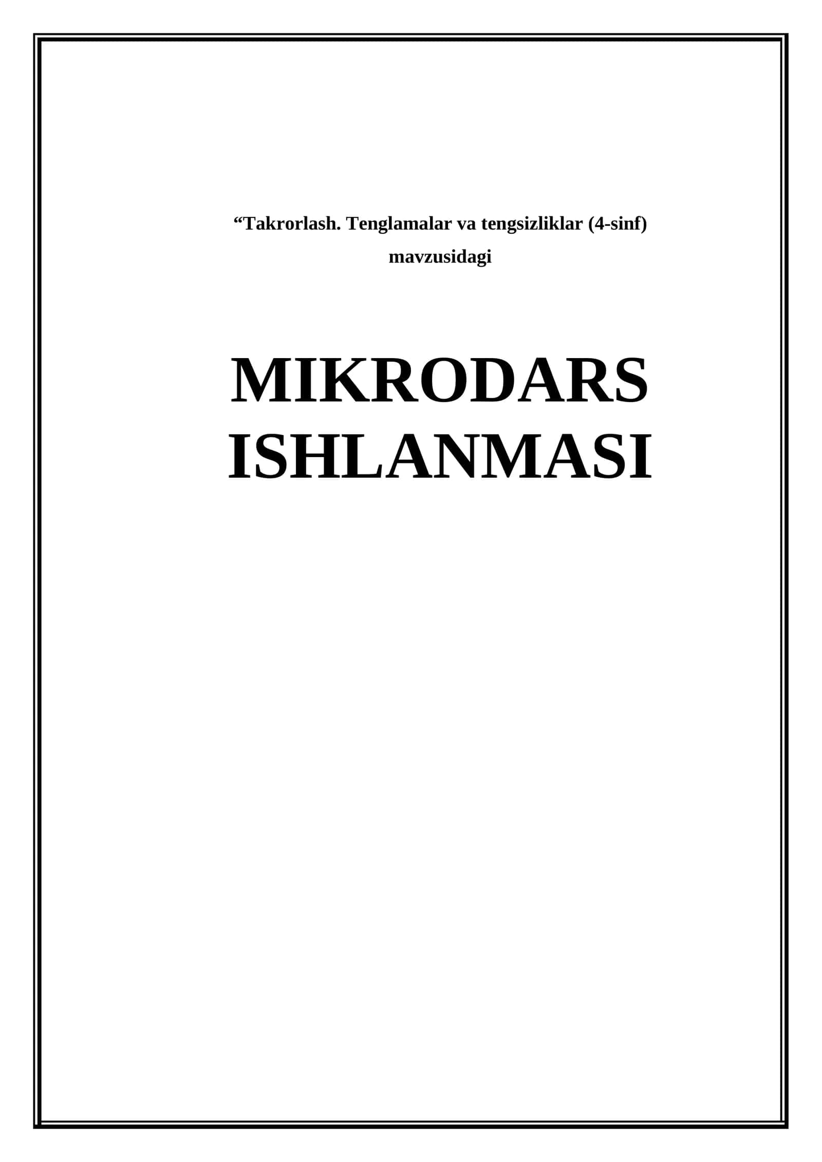 Tenglamalar va tengsizliklar 1