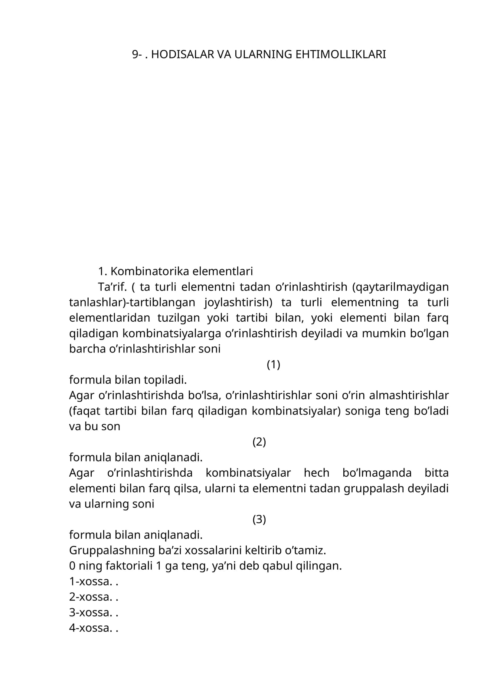 HODISALAR VA ULARNING EHTIMOLLIKLARI 1