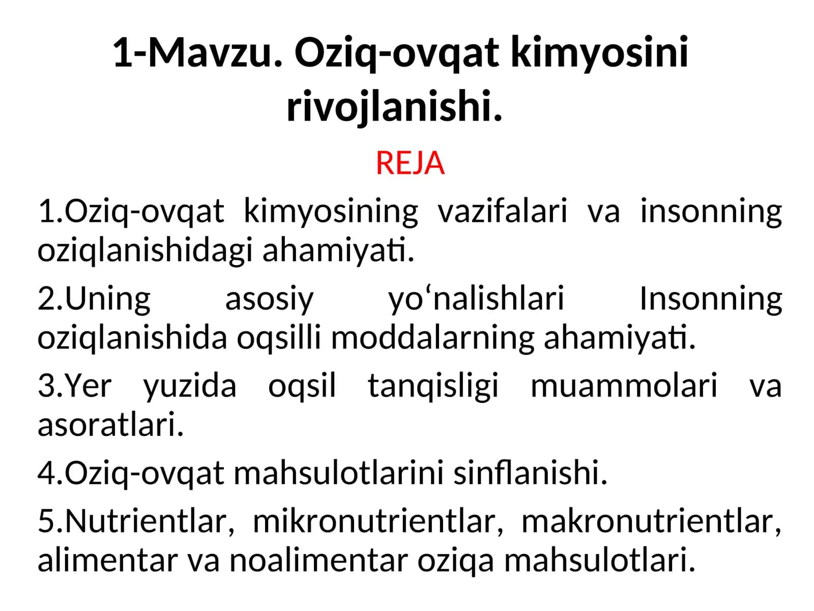 Oziq-ovqat kimyosini rivojlanishi 1