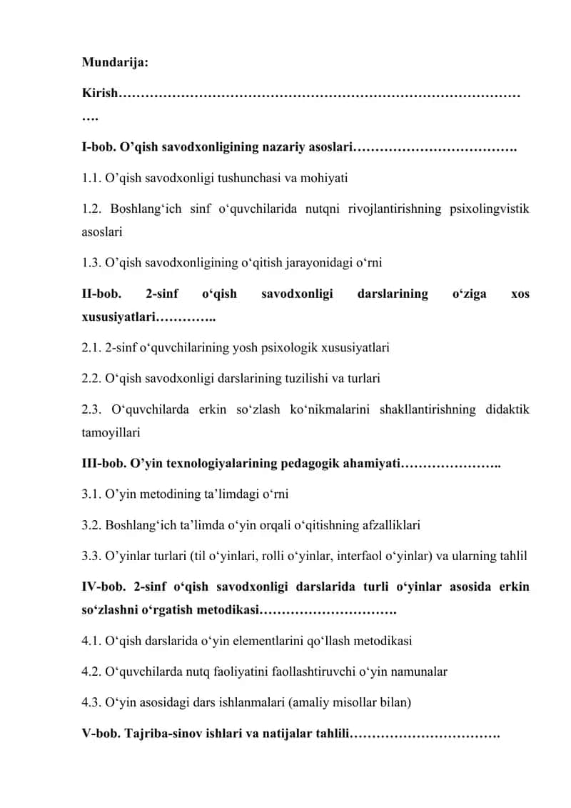 O'qish savodxonligi darslari 1