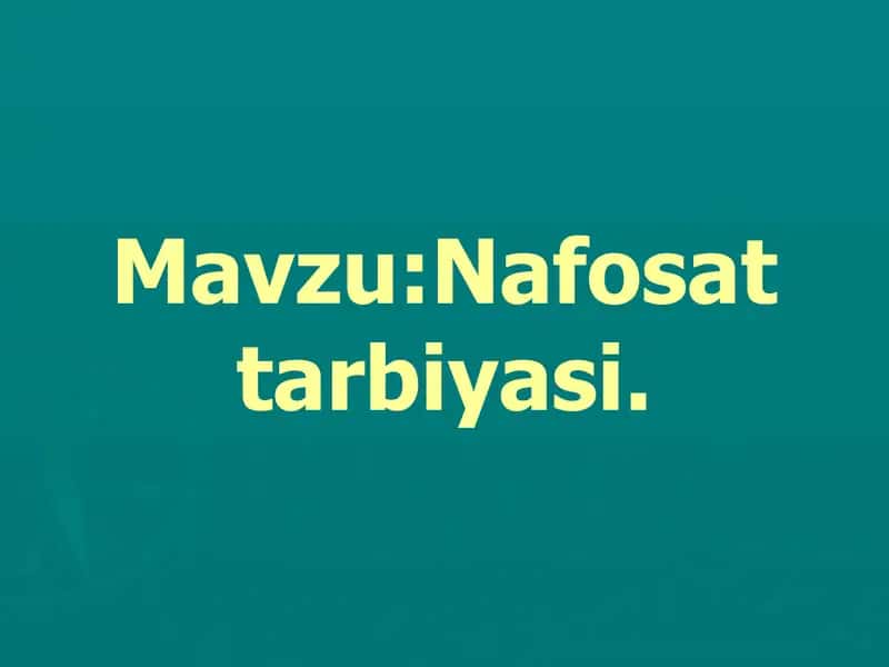 Nafosat tarbiyasi 1