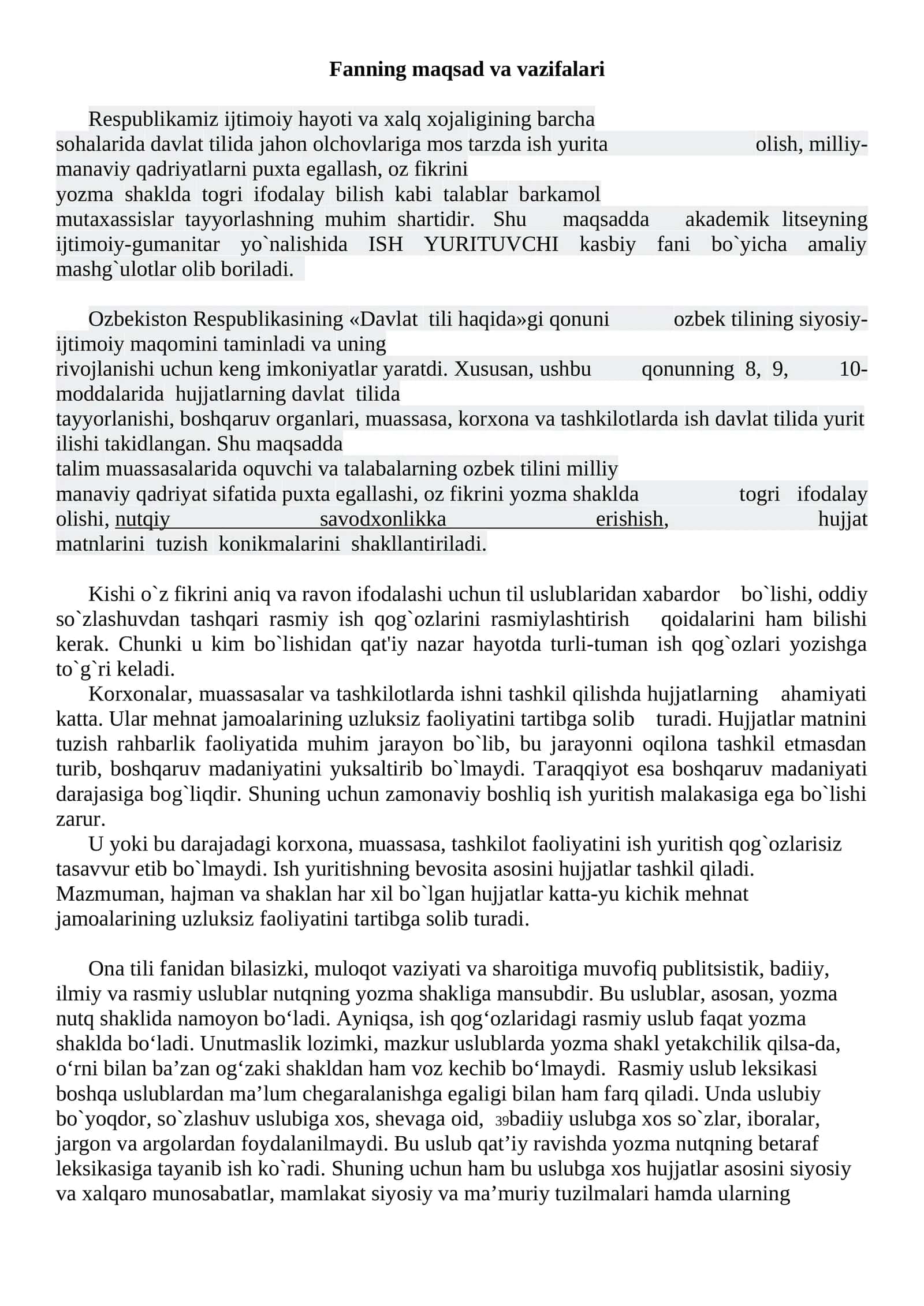 Fanning maqsad va vazifalari 1