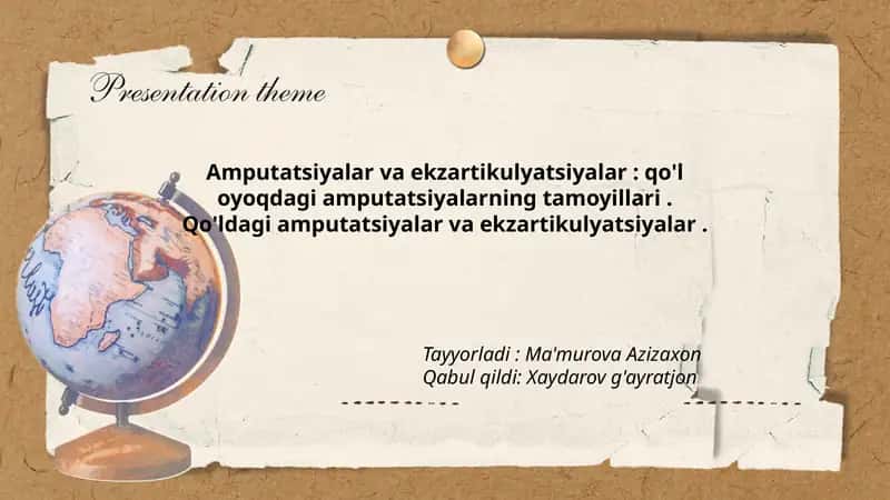 Amputatsiyalar va ekzartikulyatsiyalar 1