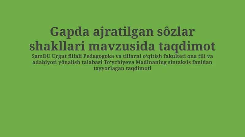 Ajratilgan So'z Shakillari Turlari 1