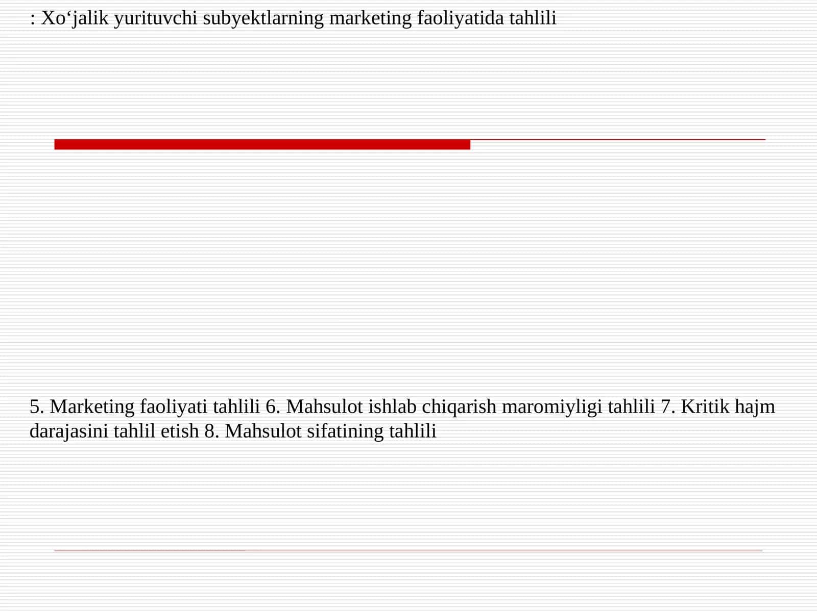 Mahsulot sifatining tahlili 1