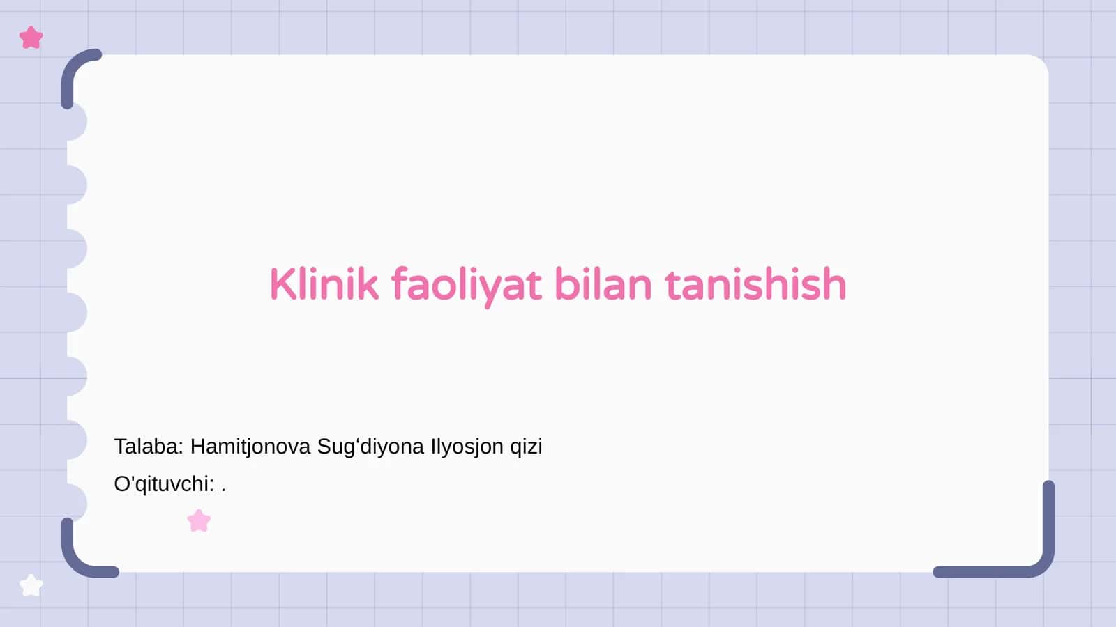 Klinik faoliyat bilan tanishish 1