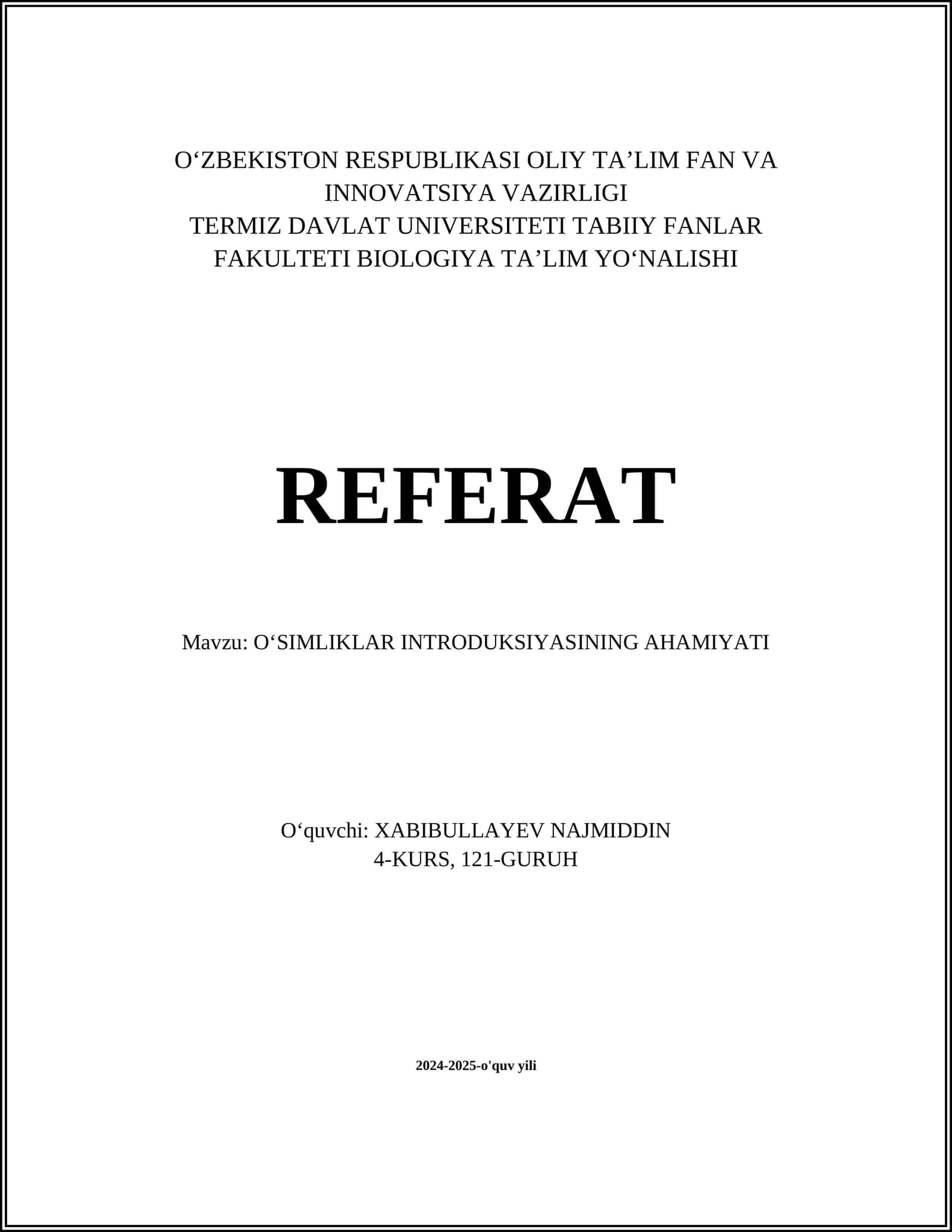 Oʻsimliklar Introduksiyasining Ahamiyati 1