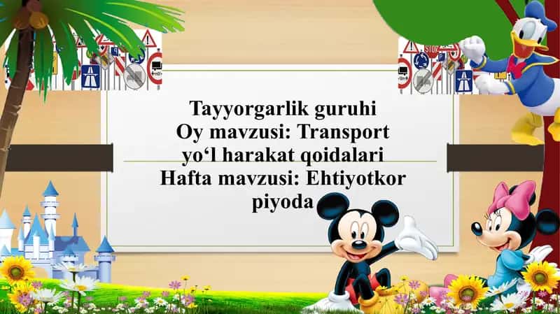 Transport yo‘l harakat qoidalari "Ehtiyotkor piyoda" MAVZUSIDA TAQDIMOT 1