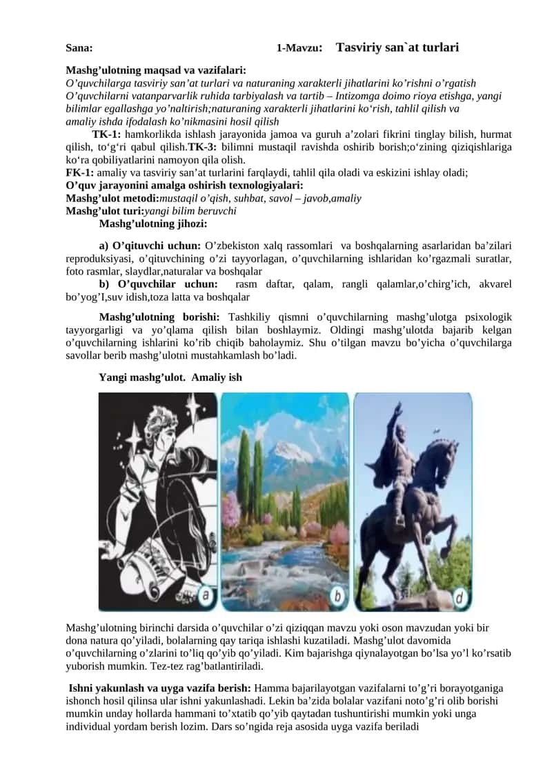 Tasviriy san`at turlari 1