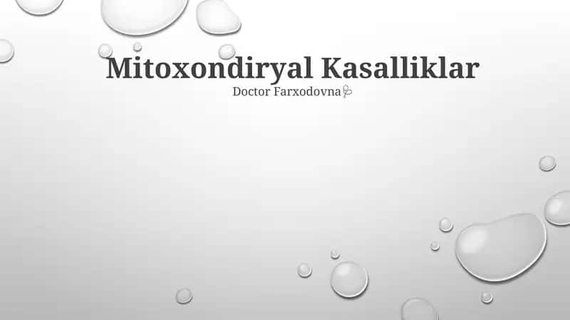 Mitoxondiryal Kasalliklar 1