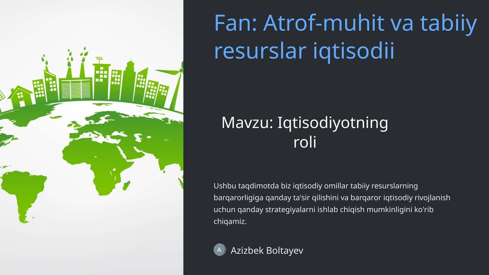 Iqtisodiyotning roli 1