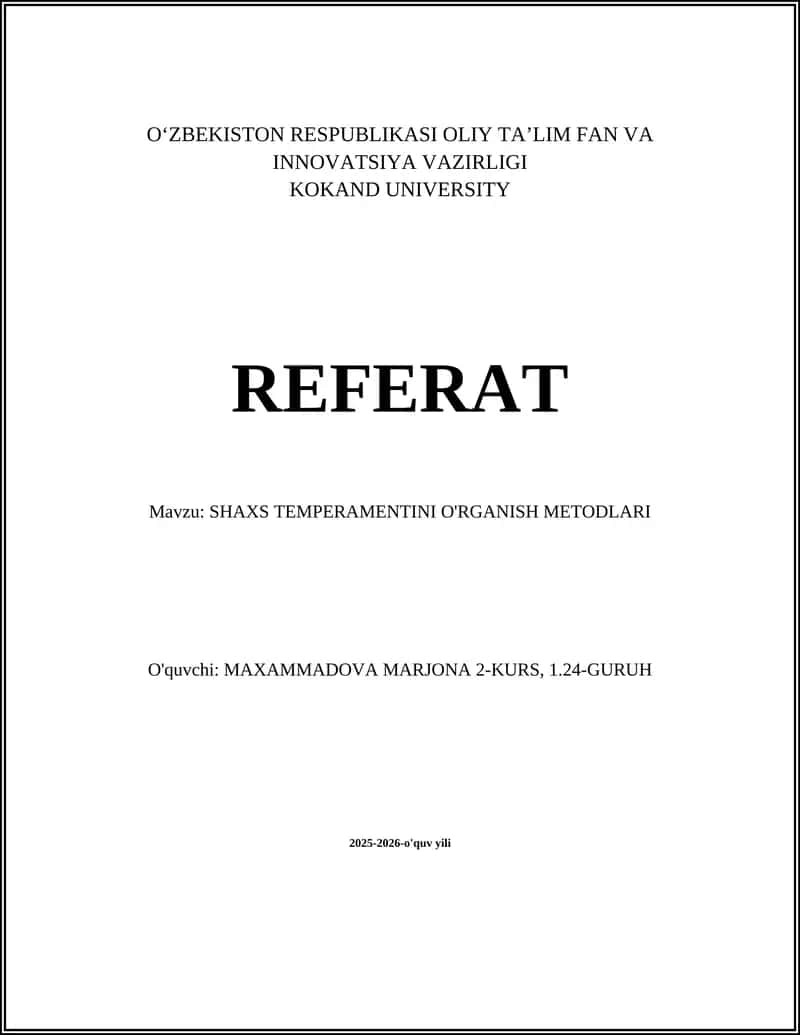 Temperamentni kuzatish usullari va texnikalari 1