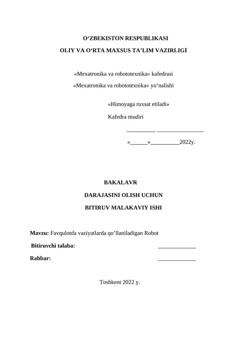 Favqulotda vaziyatlarda qo’llaniladigan Robot 1