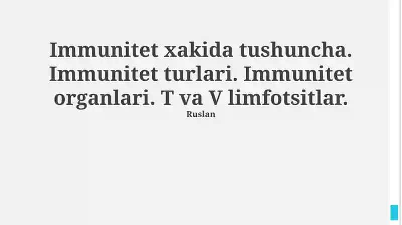 Immunitet tushunchasi va turlari