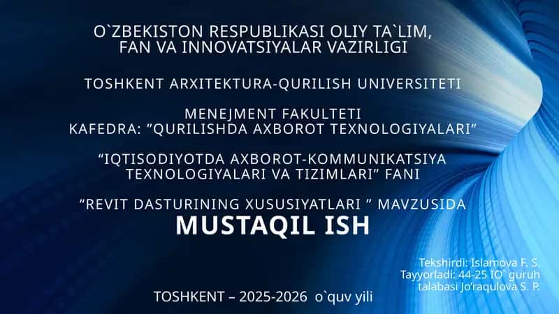 Revit dasturi haqida 1
