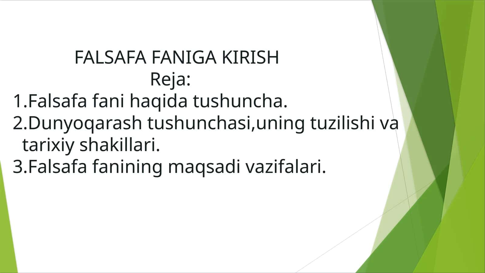 FALSAFA FANIGA KIRISH 1