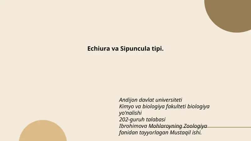 Echiura va Sipuncula tipi 1