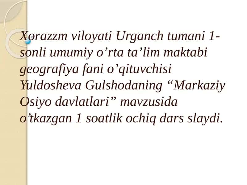 Markaziy Osiyo Davlatlari 1