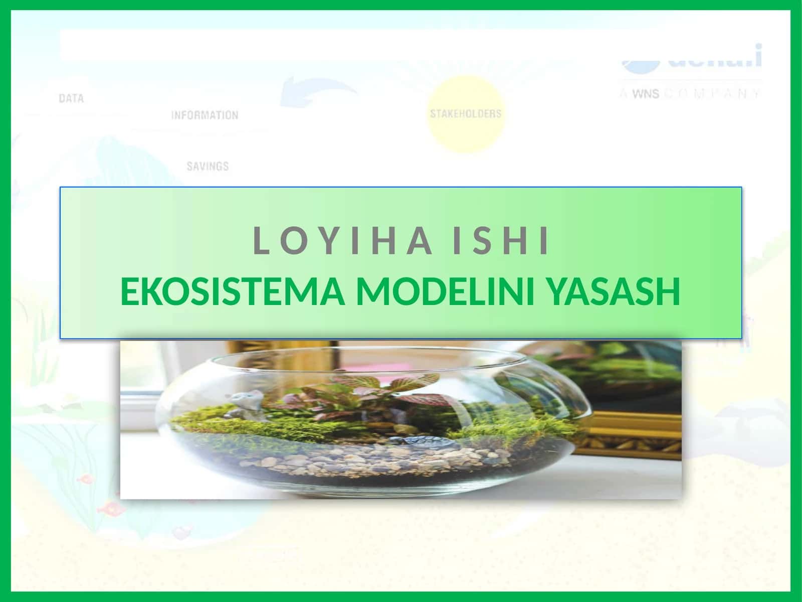 L O Y I H A I S H IEKOSISTEMA MODELINI YASASH 1