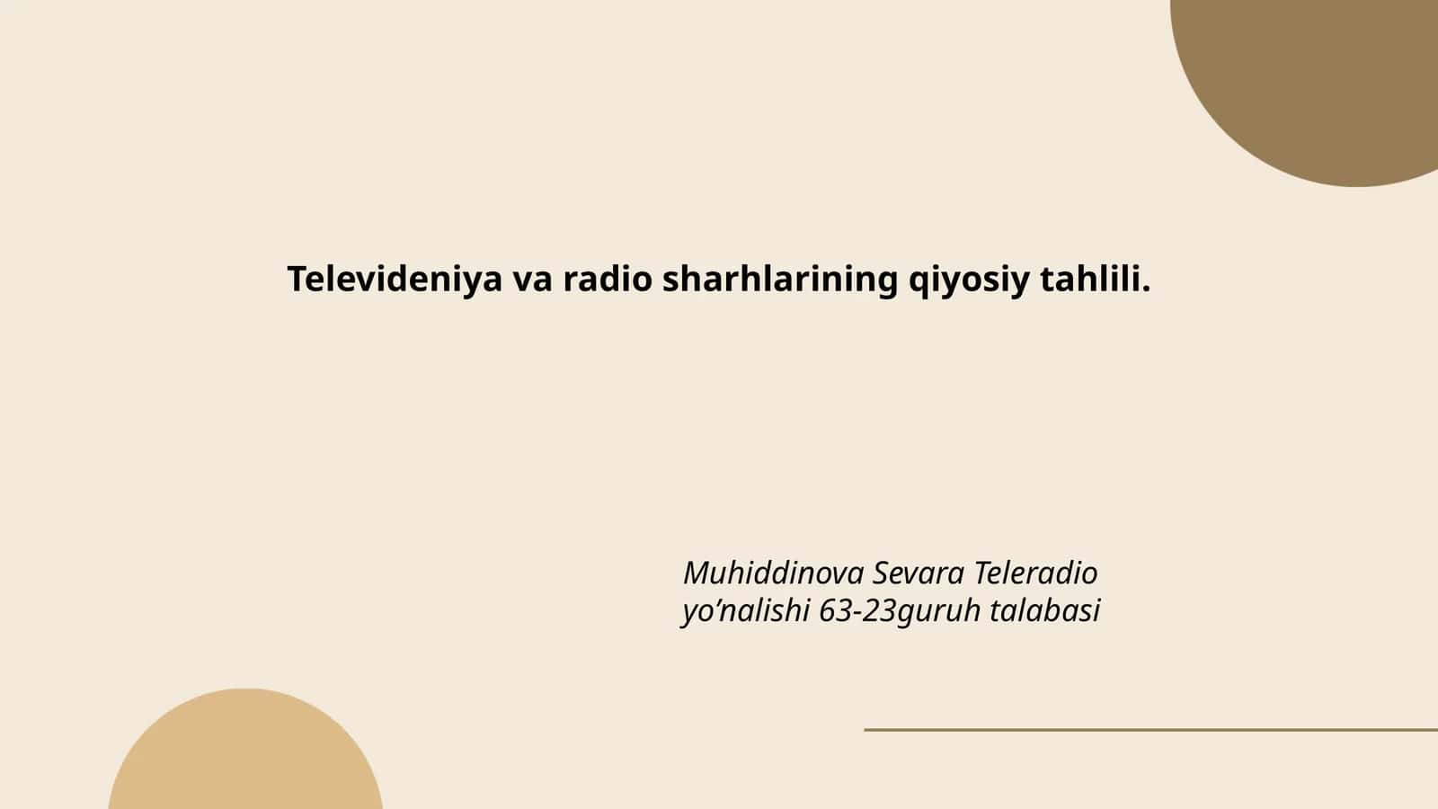 Televideniya va radio sharhlarining qiyosiy tahlili 1