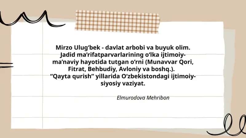 Mirzo Ulug‘bek - davlat arbobi va buyuk olim 1