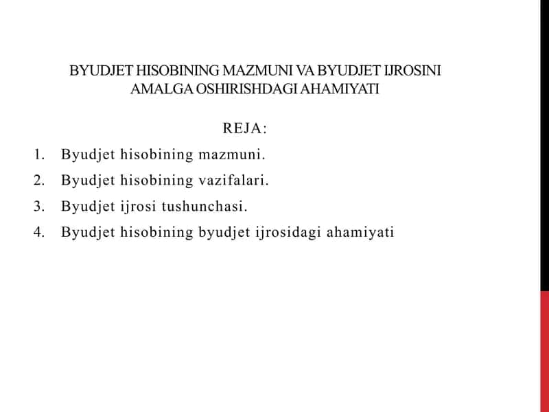 Byudjet hisobining mazmuni 1