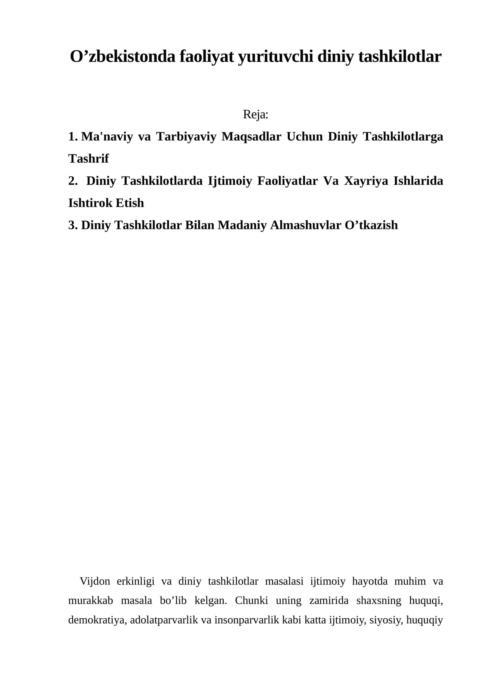 O’zbekistonda faoliyat yurituvchi diniy tashkilotlar 1