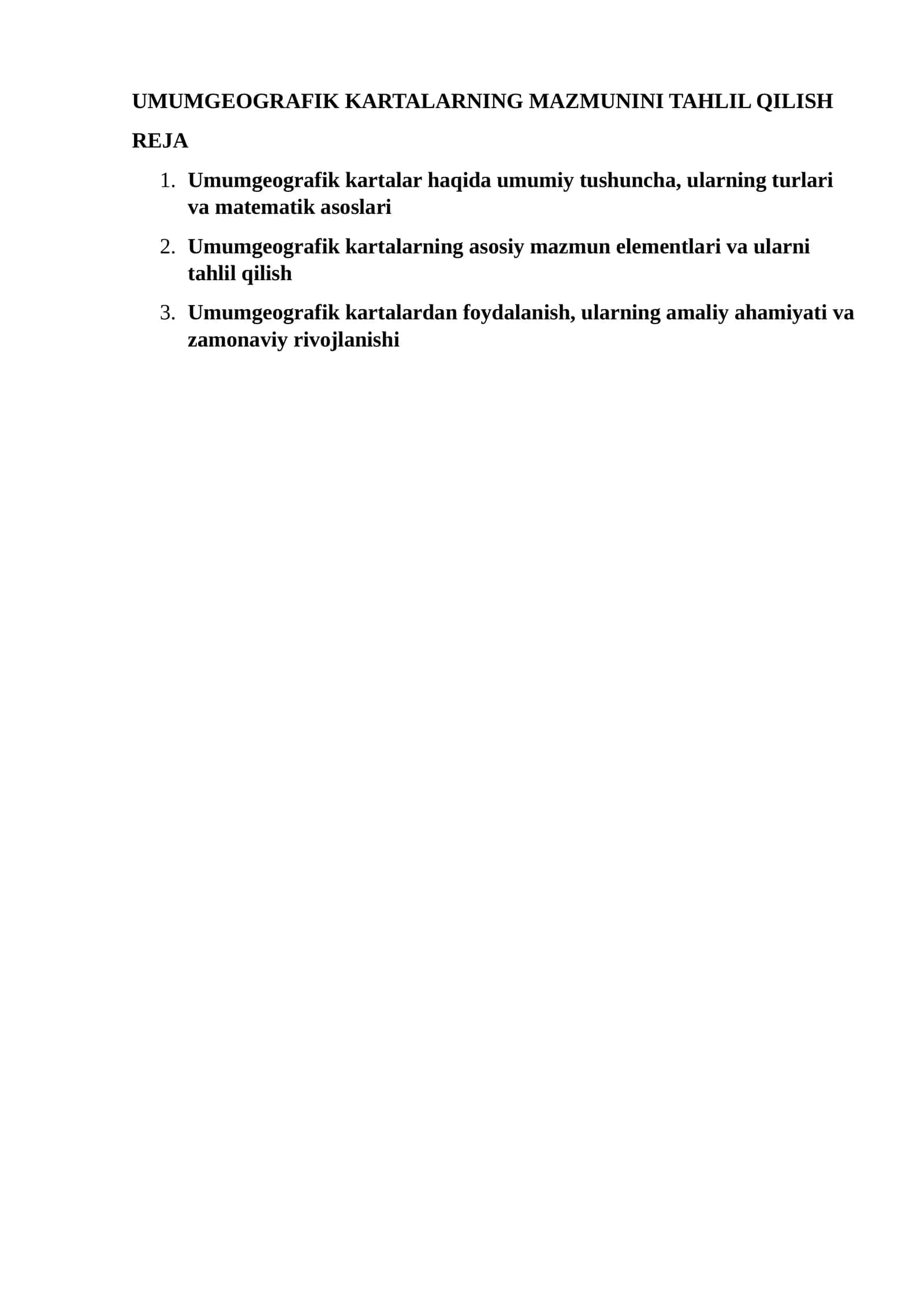 UMUMGEOGRAFIK KARTALARNING MAZMUNINI TAHLIL QILISH 1