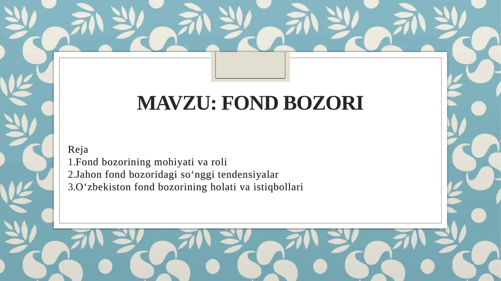 Fond bozori 1