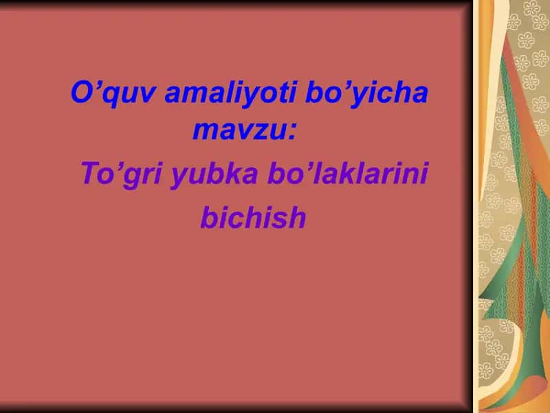 Tikuvchilik Texnologiyasi 1