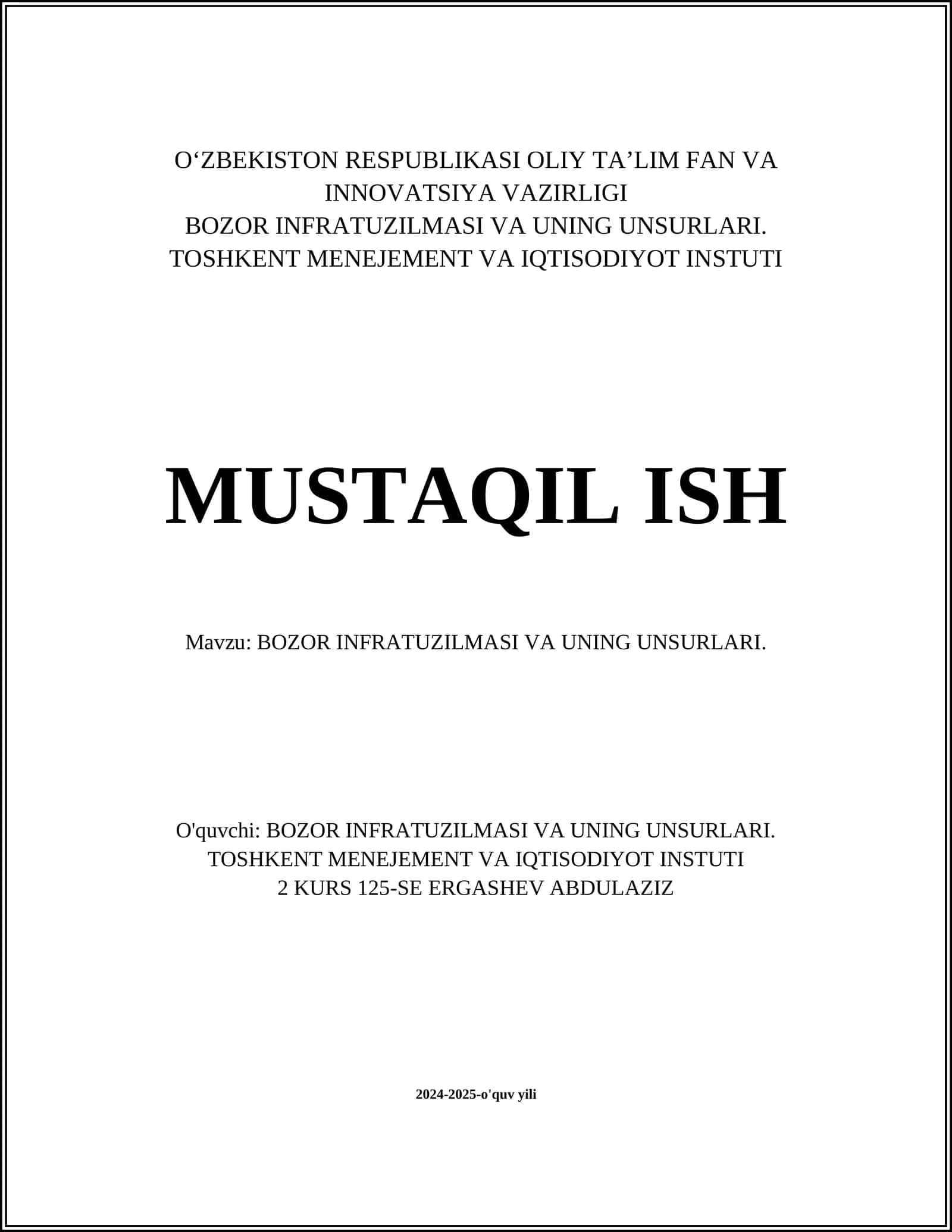BOZOR INFRATUZILMASI VA UNING UNSURLARI 1