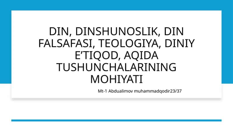 Din, Dinshunoslik, Din Falsafasi 1