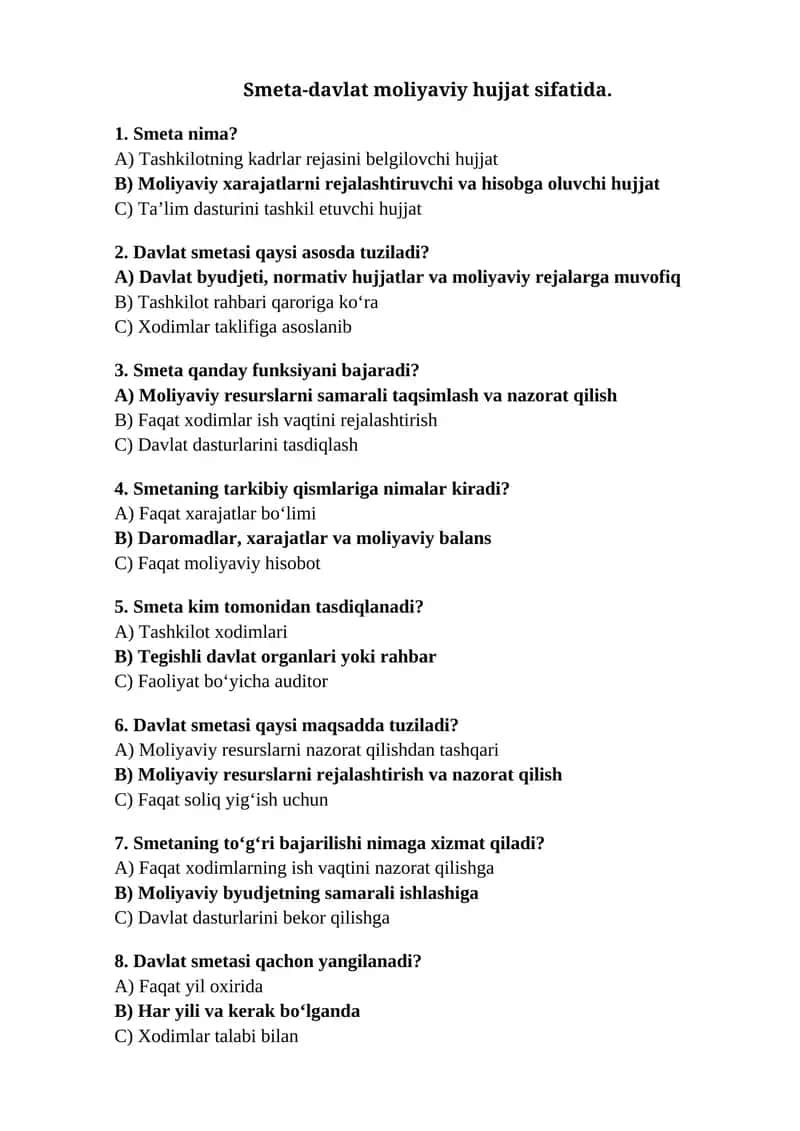 Smeta-davlat moliyaviy hujjat sifatida 1