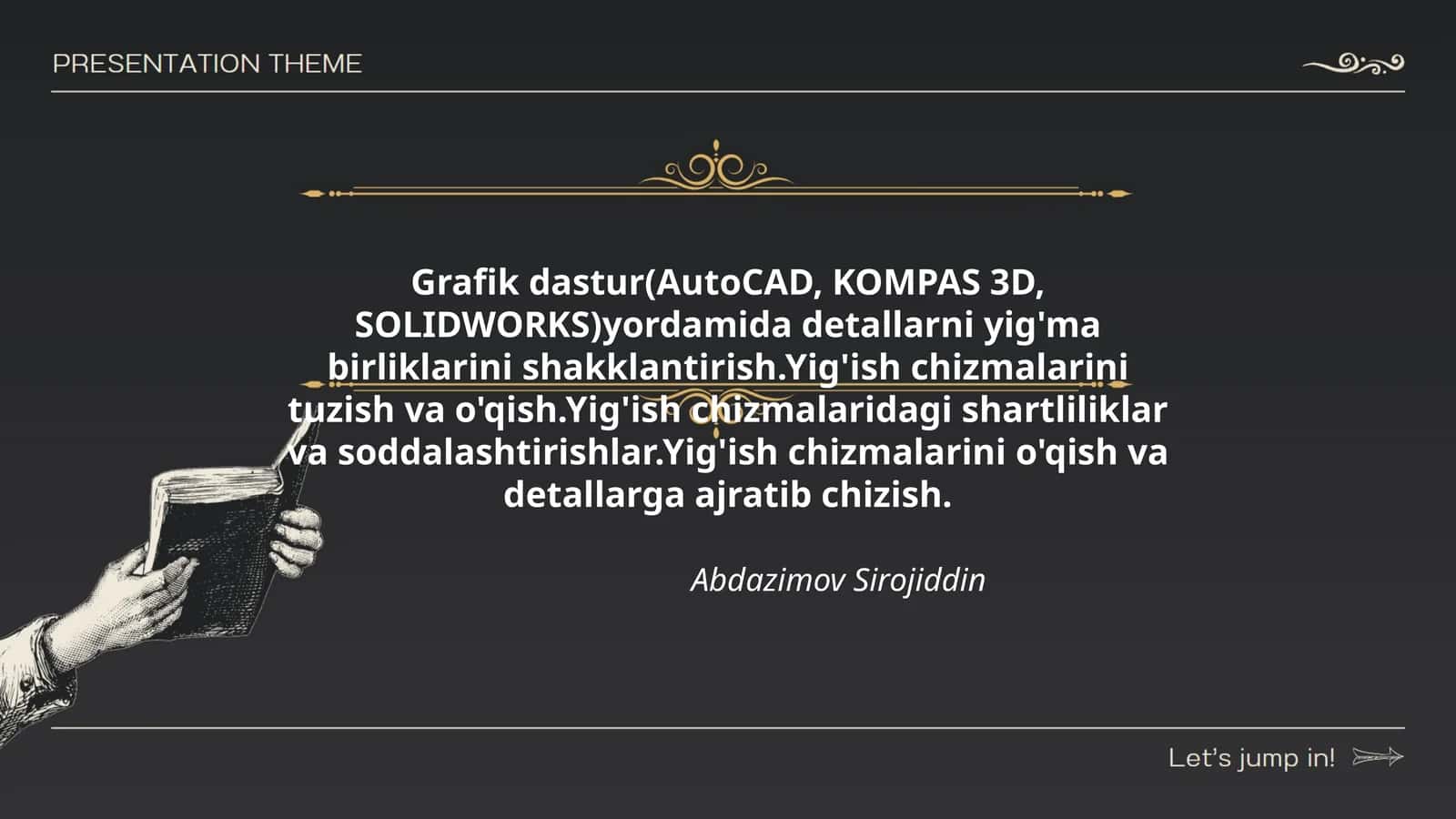 Grafik dastur(AutoCAD, KOMPAS 3D, SOLIDWORKS) 1