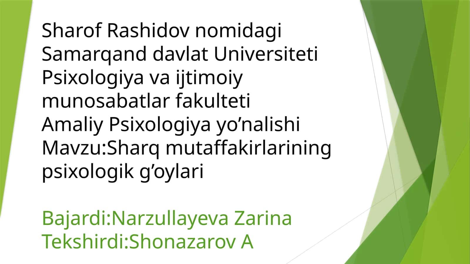 Sharq mutaffakirlarining psixologik g’oylari 1