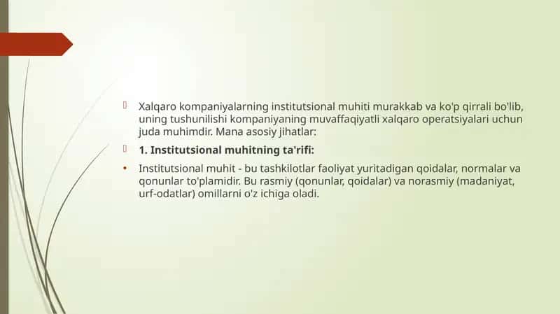 Institutsional muhitning ahamiyati 1