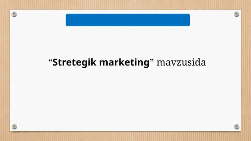 Strategik marketing 1