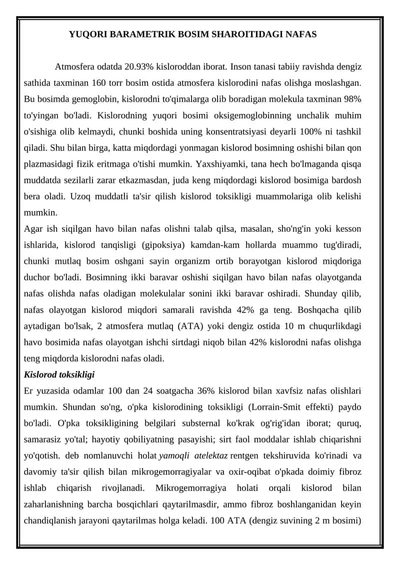 YUQORI BARAMETRIK BOSIM SHAROITIDAGI NAFAS 1
