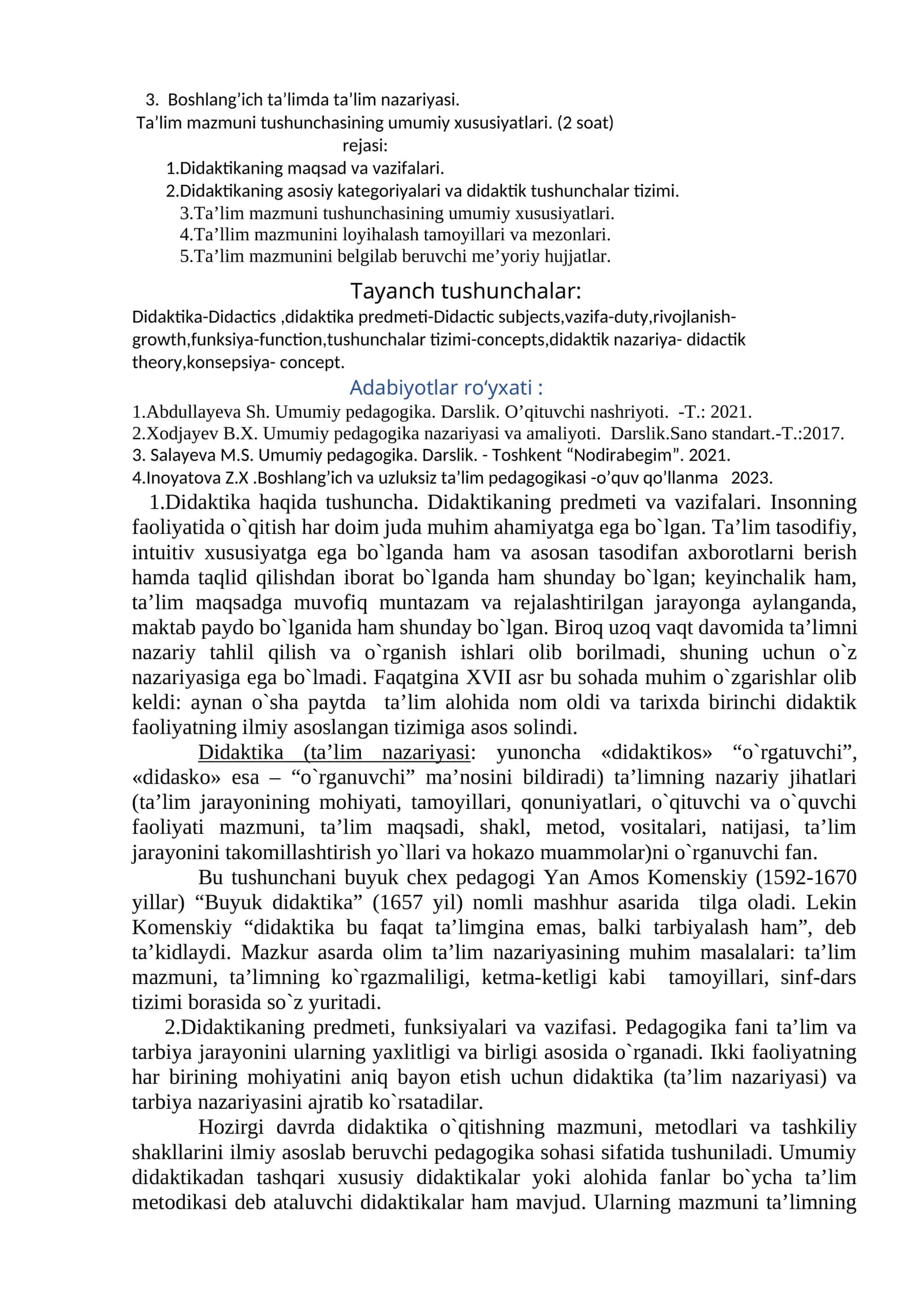 Boshlang’ich ta’limda ta’lim nazariyasi 1