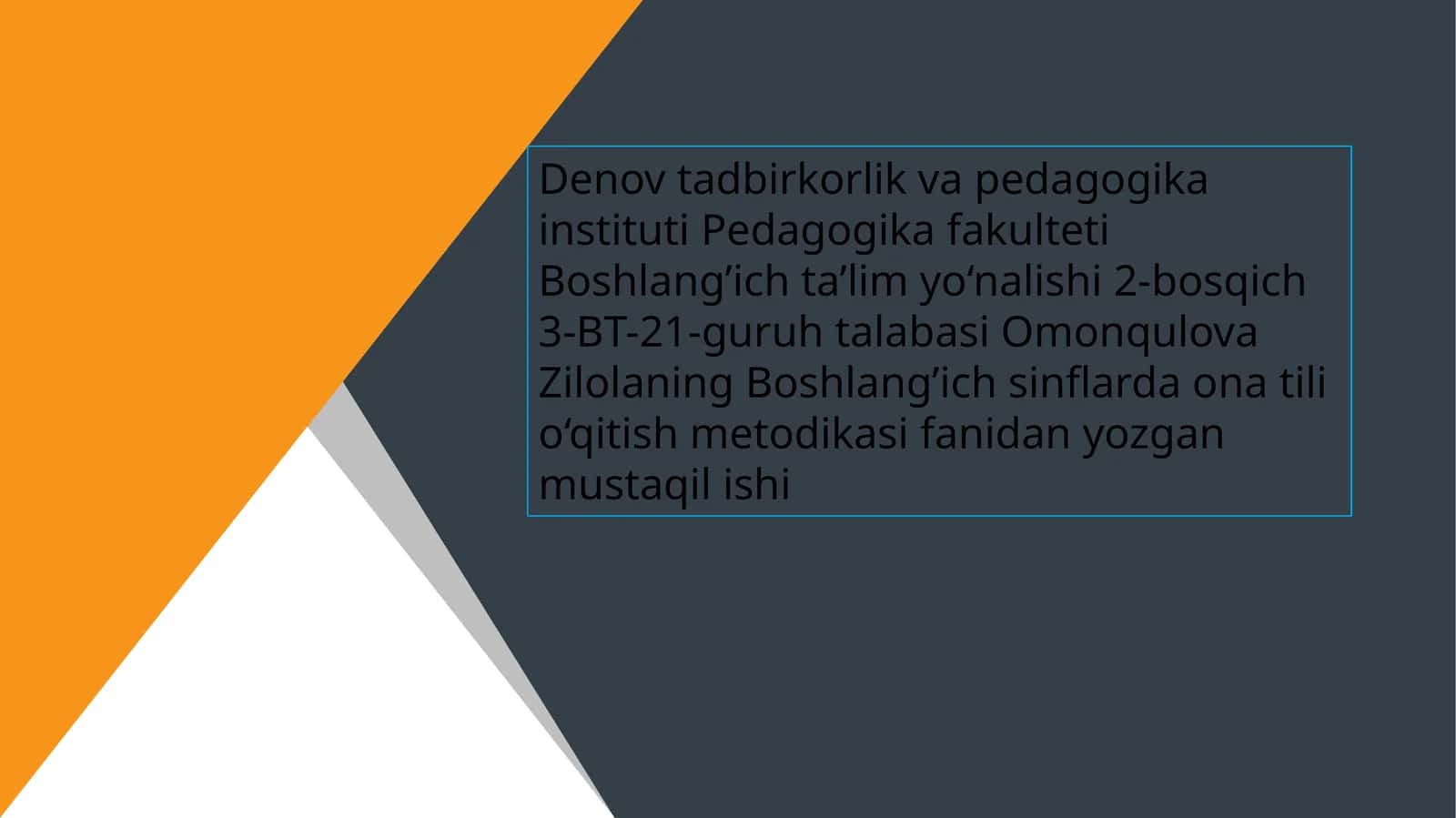 Boshlang'ich sinflarning o'qish darslari 1