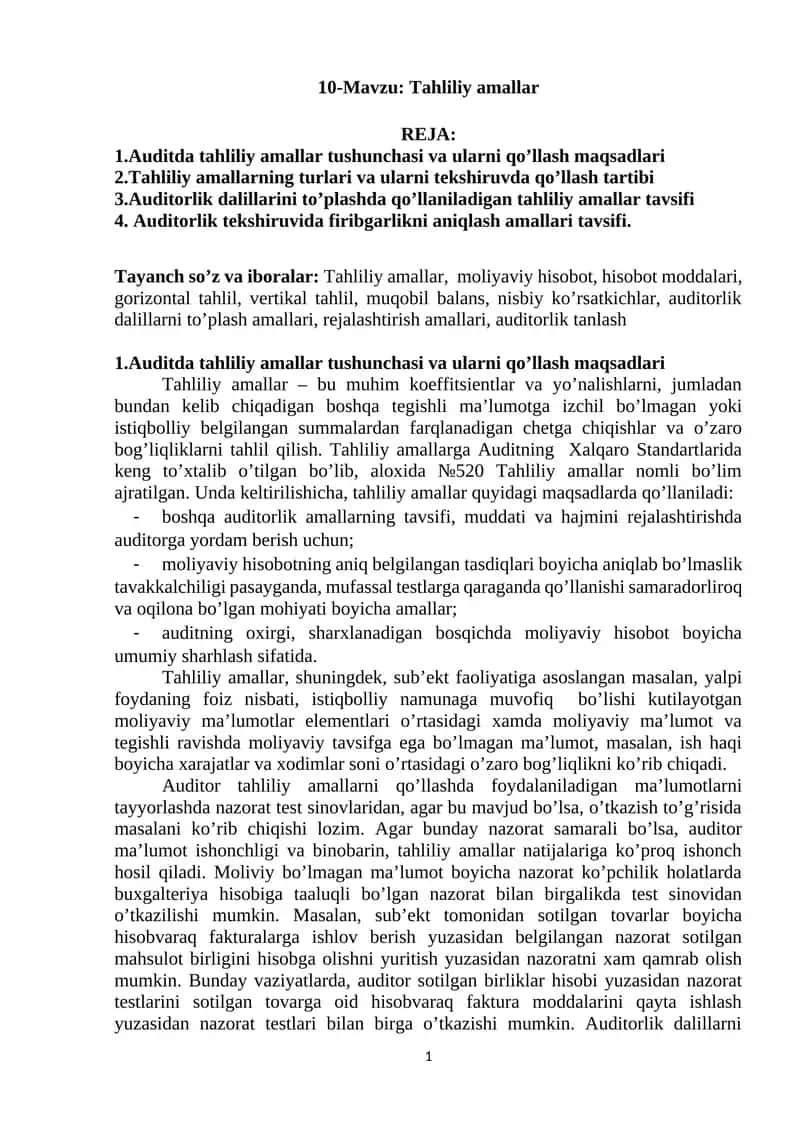 Tahliliy amallar 1
