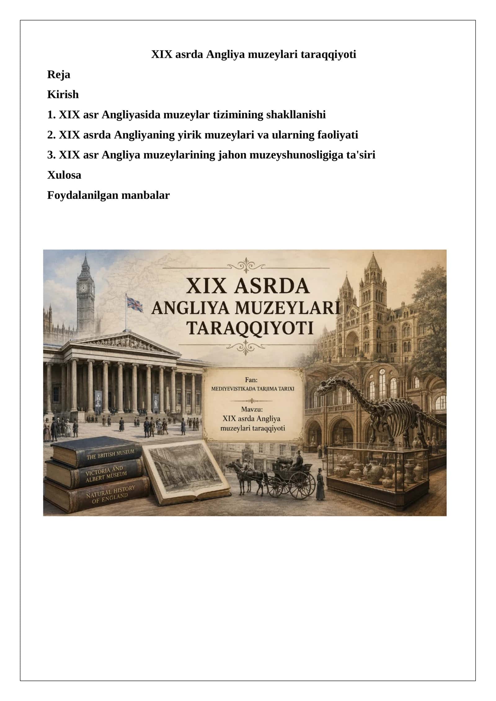 XIX asrda Angliya muzeylari taraqqiyoti 1