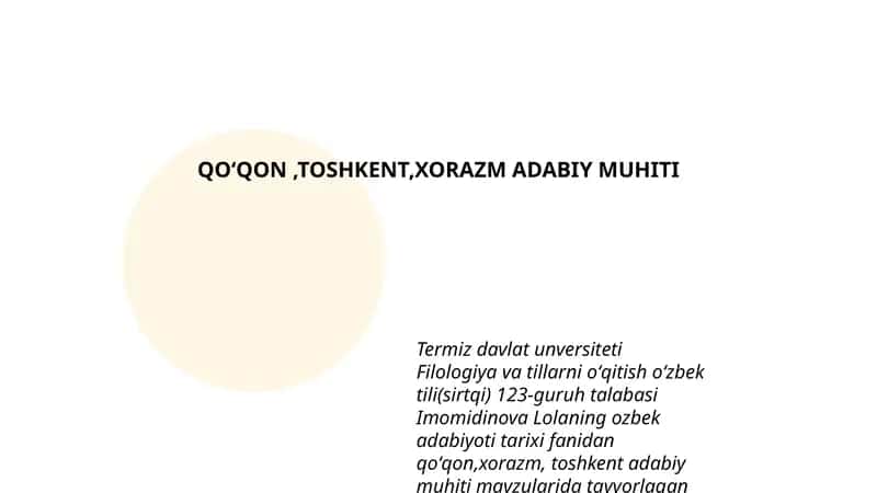 QOʻQON,TOSHKENT,XORAZM ADABIY MUHITI 1