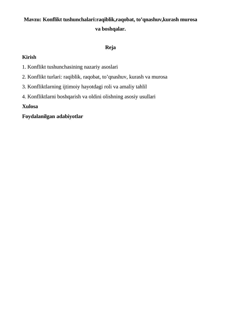 Konflikt tushunchalari 1