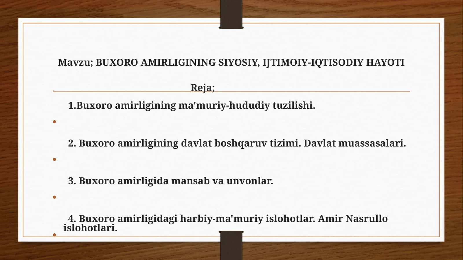 BUXORO AMIRLIGINING SIYOSIY, IJTIMOIY-IQTISODIY HAYOTI 1