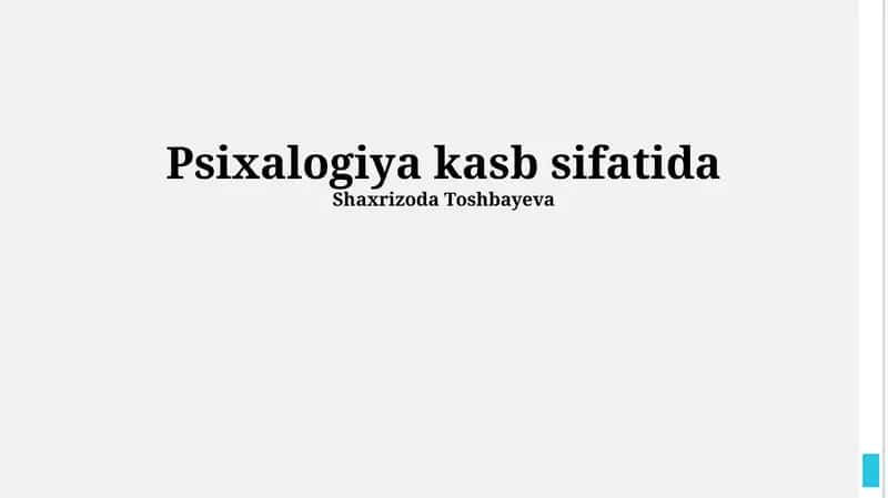 Psixalogiya kasb sifatida 1